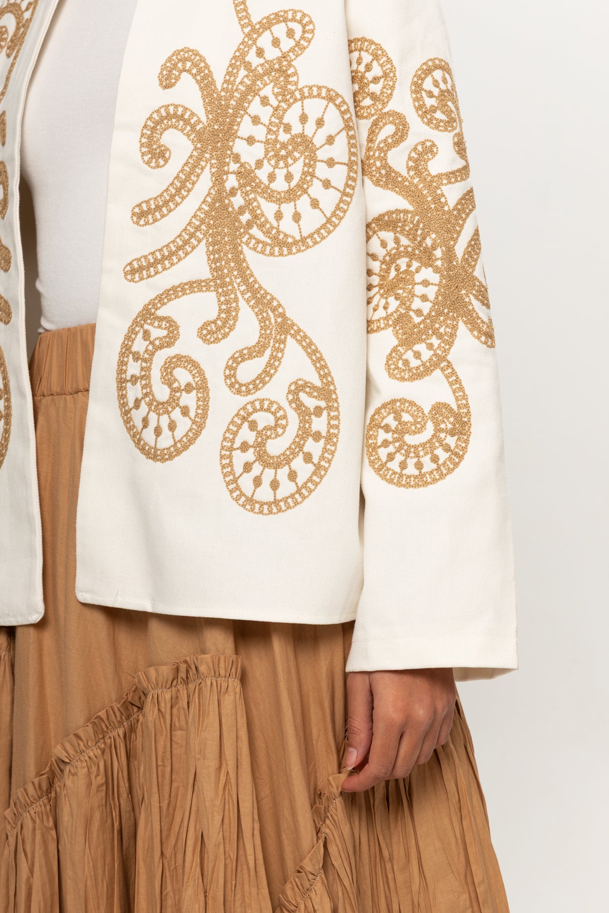 BEJ CAMEL NAKIŞLI KİMONO