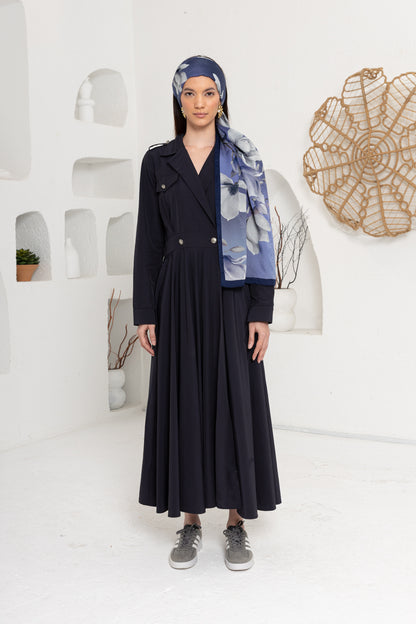 LACİVERT APOLET DETAY TRENÇ ELBİSE