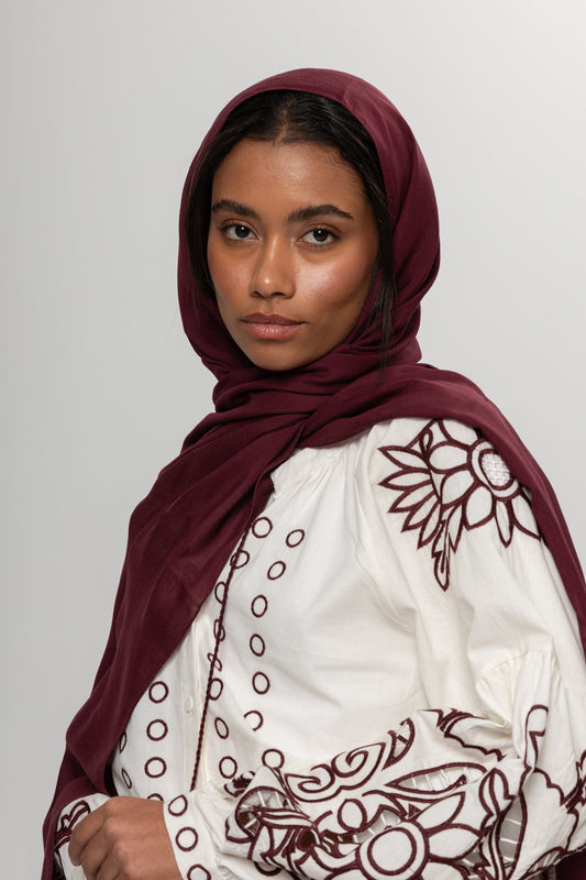 BORDO  DÜZ RENK ŞAL