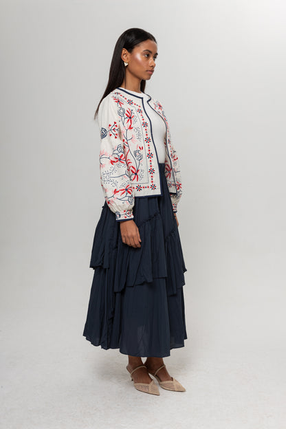 BEYAZ RENKLİ NAKIŞLI KİMONO