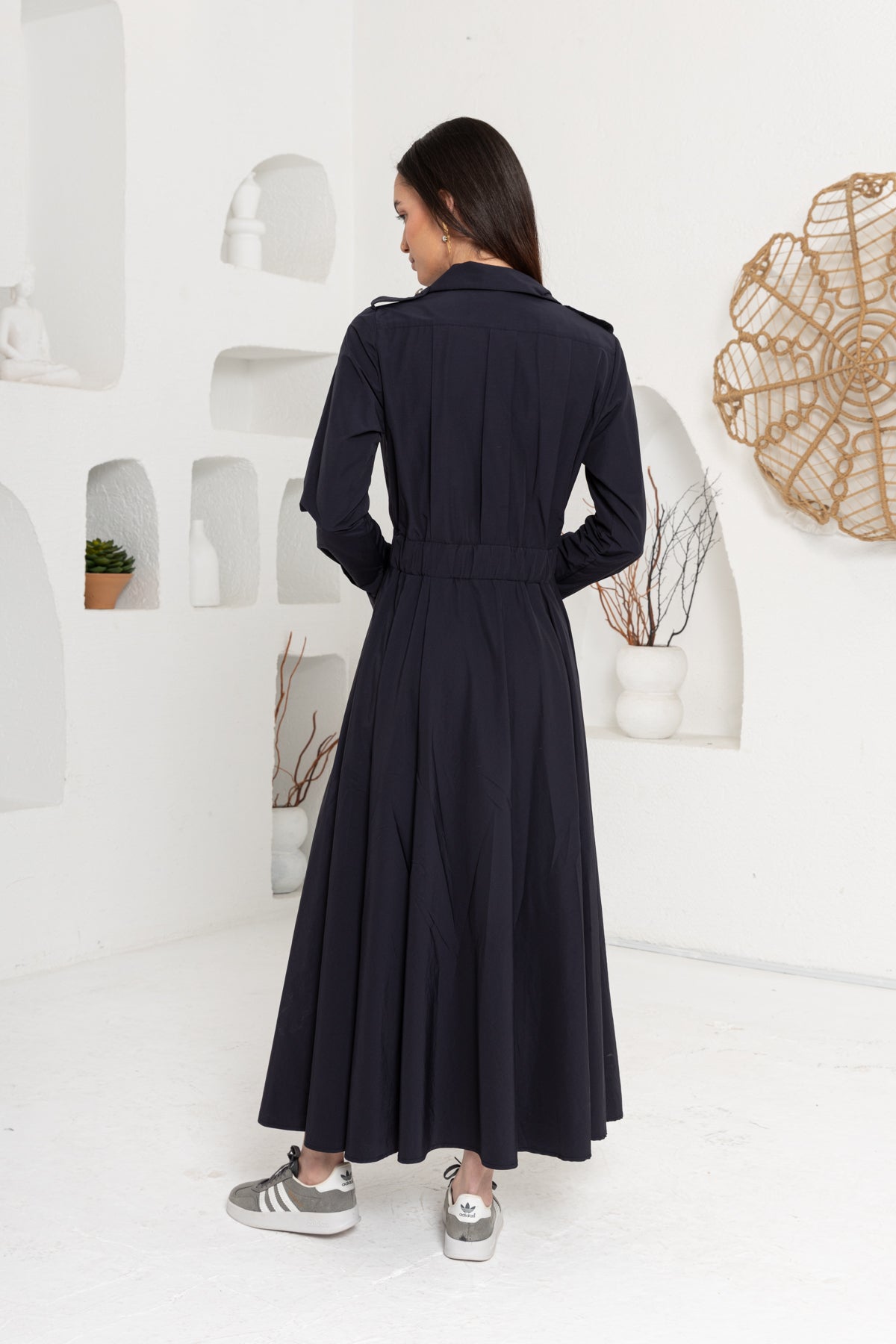 LACİVERT APOLET DETAY TRENÇ ELBİSE