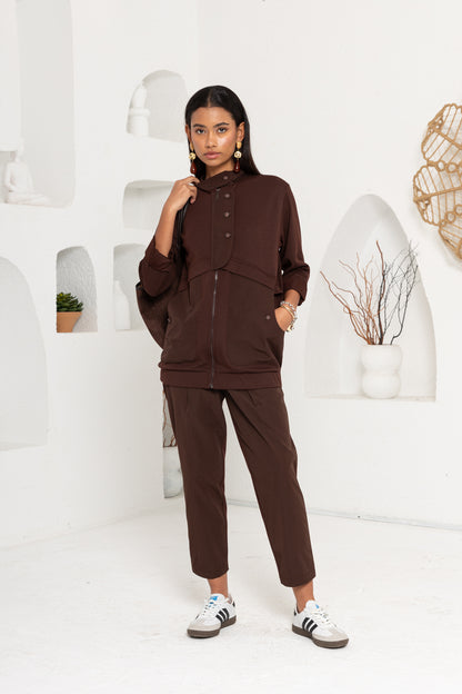 KAHVE OYSHO ÖNÜ PATLI PANTOLON TAKIM