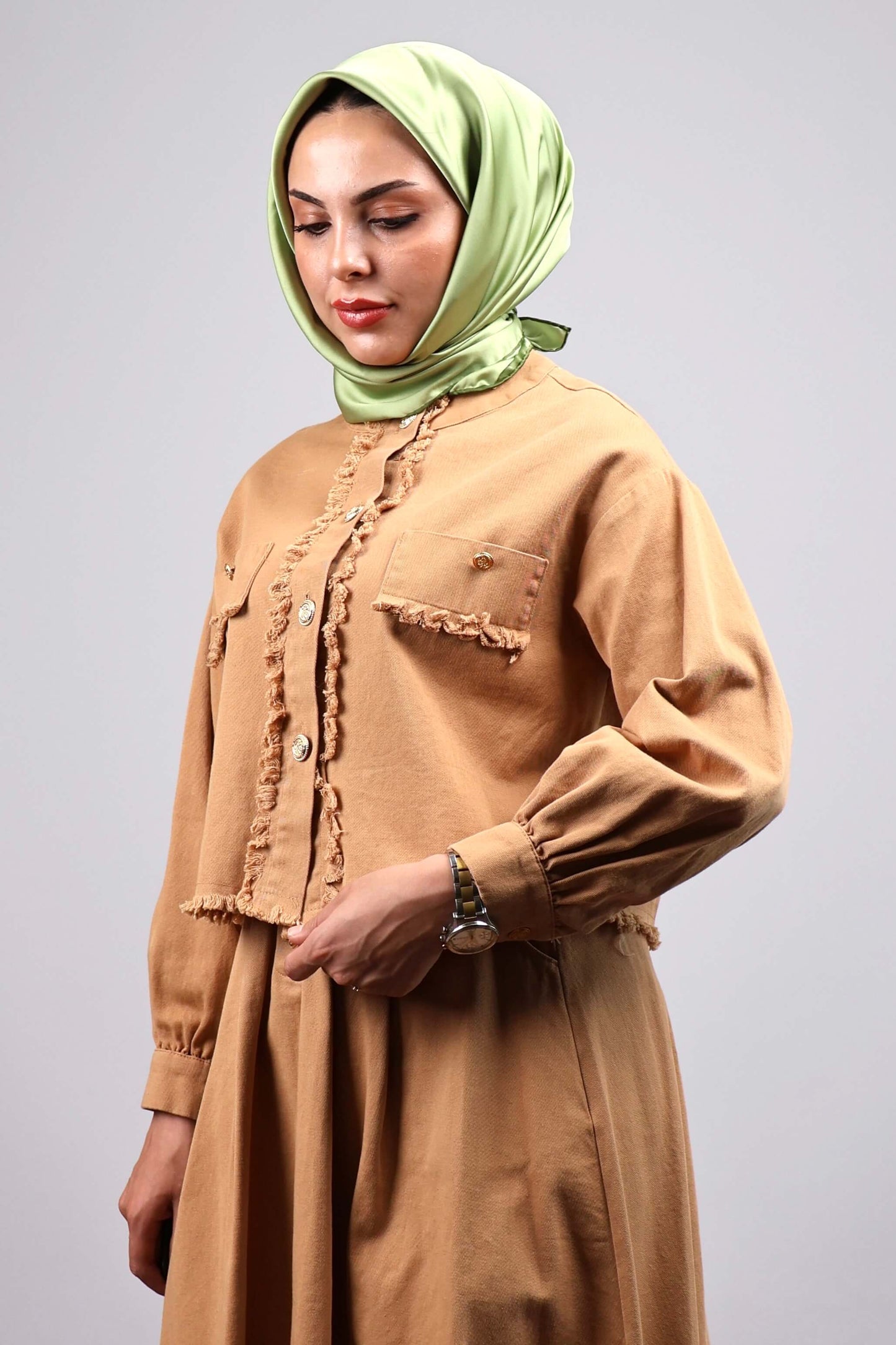 CAMEL GOLD DETAY GABARDİN ETEK TAKIM