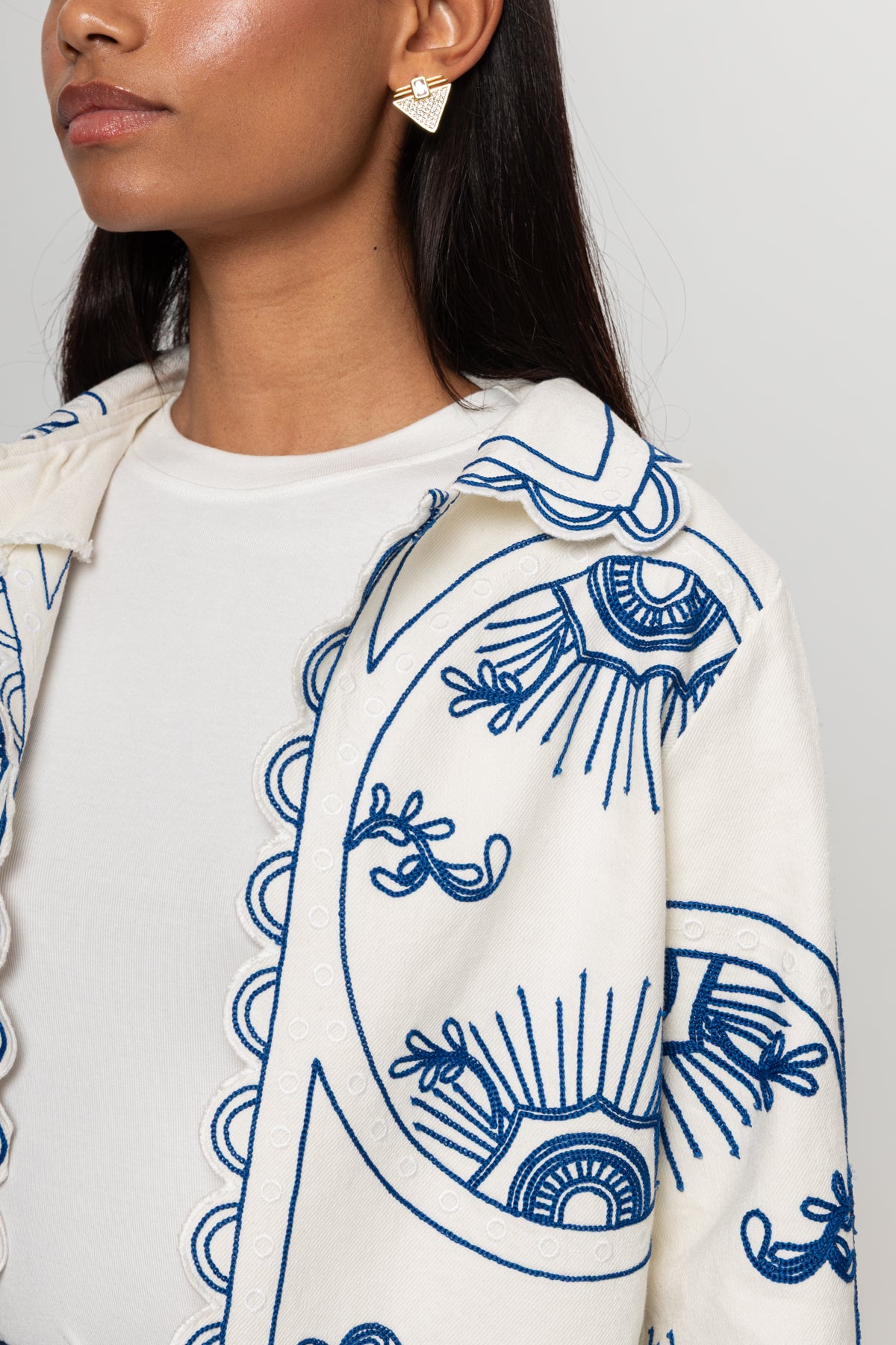 BEJ MAVİ NAKIŞLI CEKET