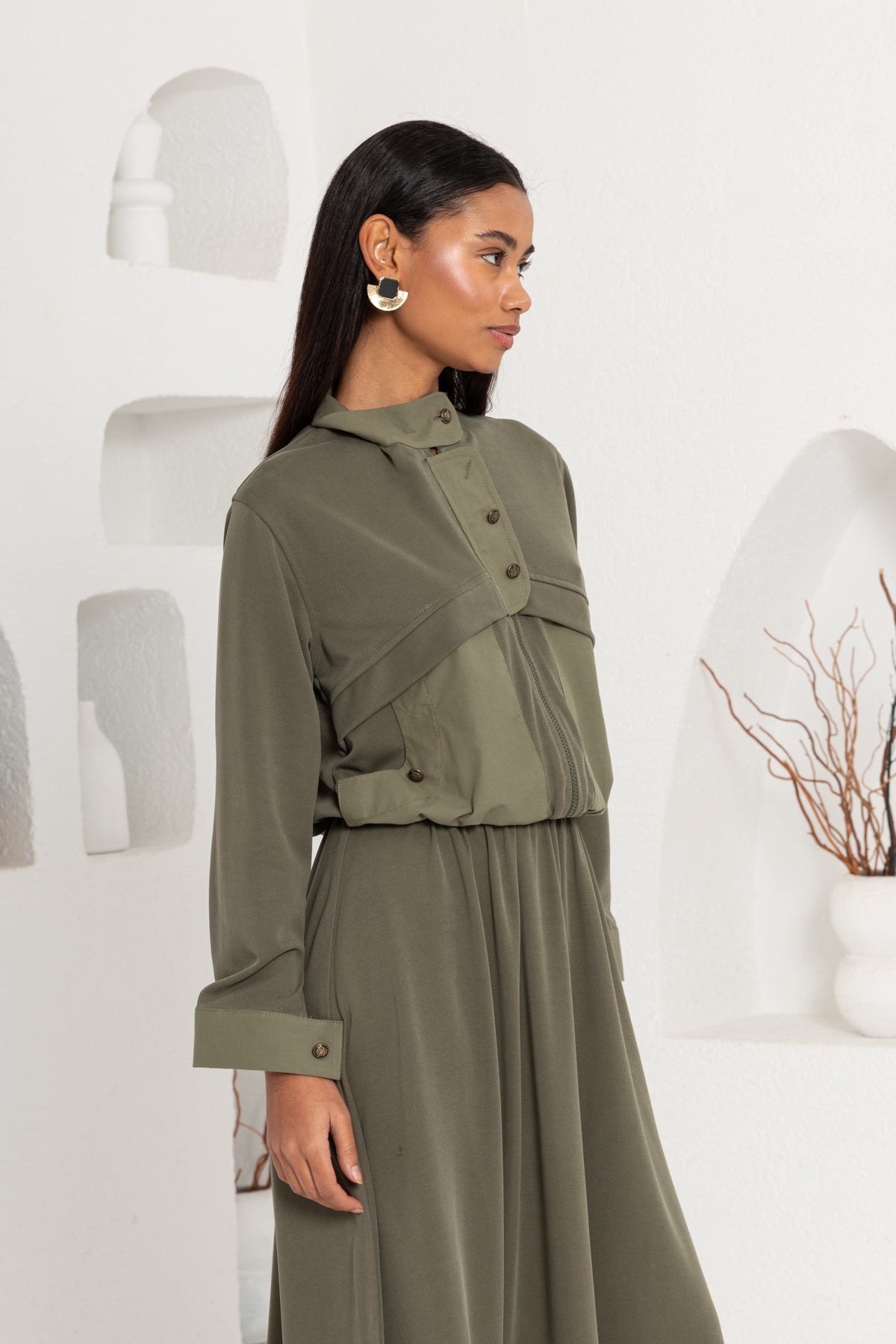 HAKİ OYSHO ÖNÜ PATLI ETEK TAKIM