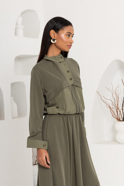 HAKİ OYSHO ÖNÜ PATLI ETEK TAKIM