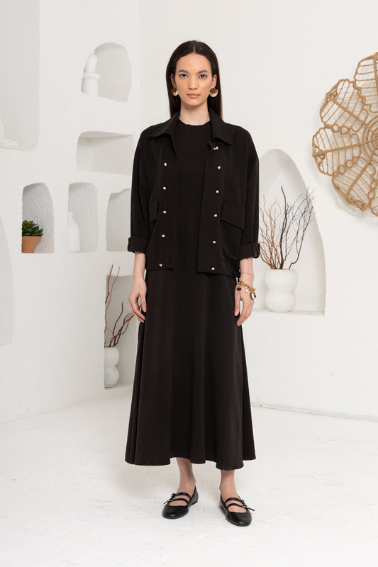 SİYAH CEPLİ CEKET ELBİSE