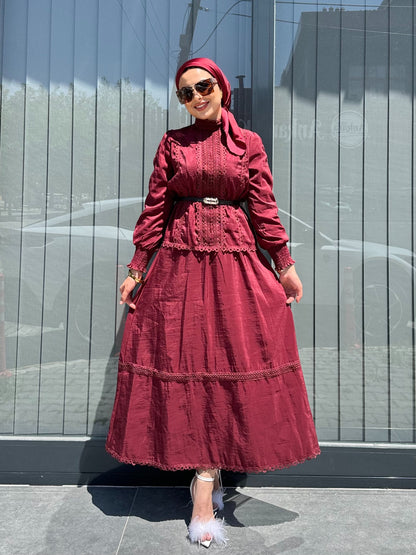 BORDO FİSTO DETAY KEMERLİ ETEK TAKIM