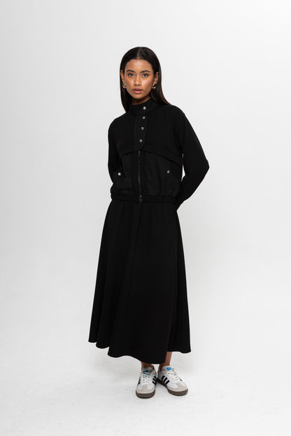 SİYAH  OYSHO ÖNÜ PATLI ETEK TAKIM