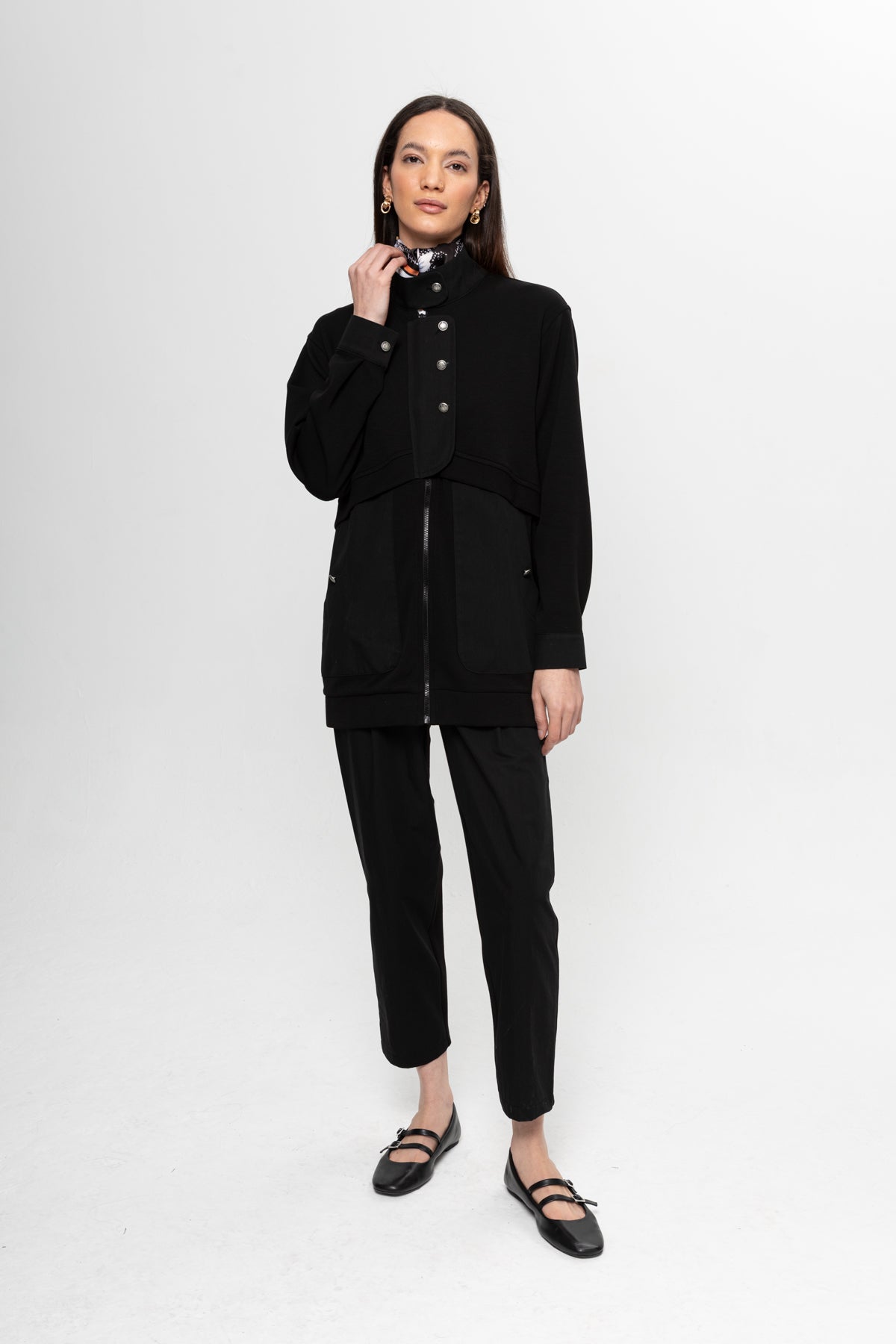 SİYAH  OYSHO ÖNÜ PATLI PANTOLON TAKIM