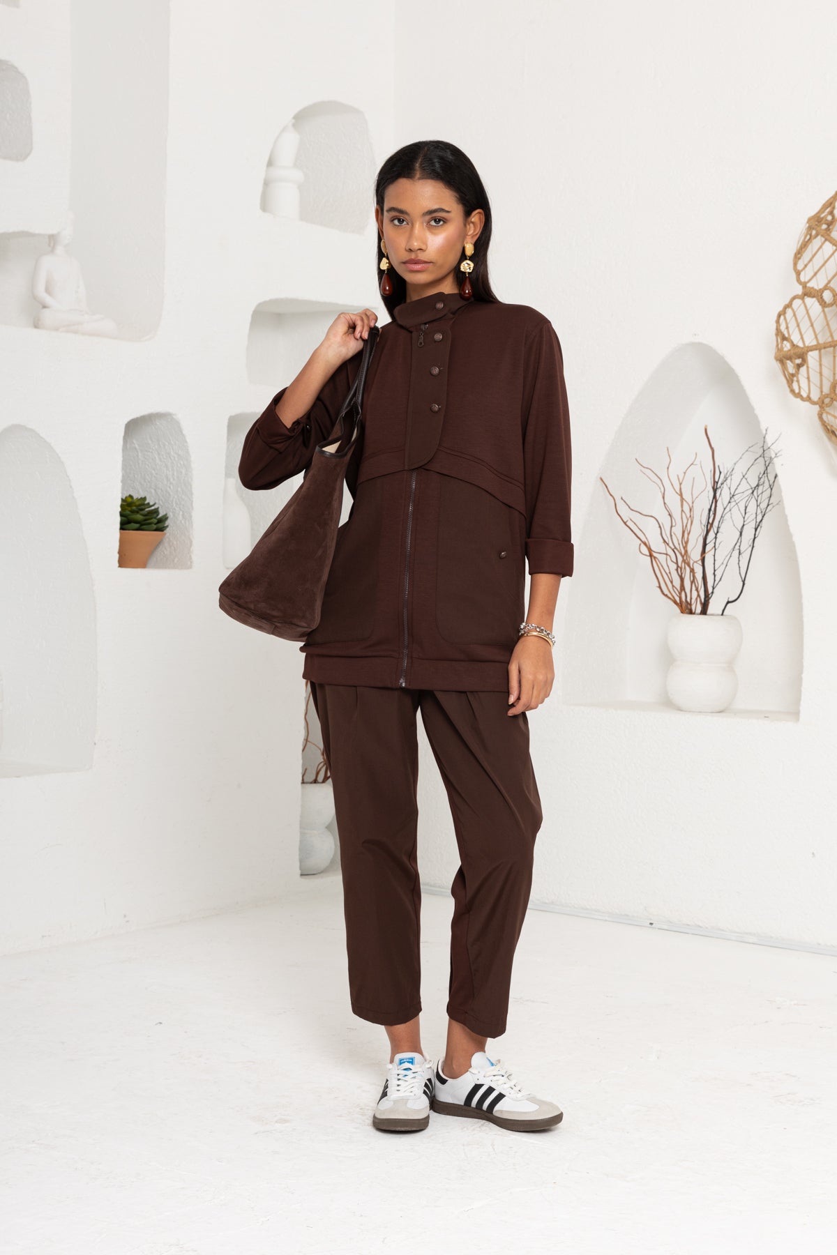 KAHVE OYSHO ÖNÜ PATLI PANTOLON TAKIM