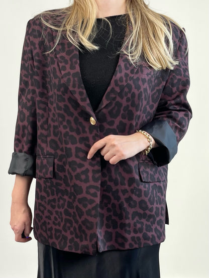 BORDO LEOPAR DESENLİ BLAZER CEKET