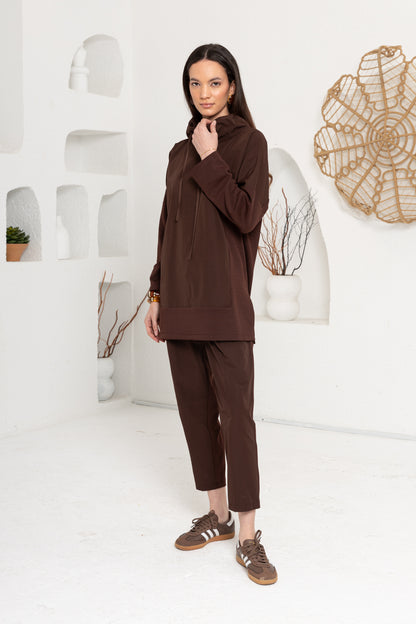 KAHVE DEGAJE YAKA PANTOLON TAKIM