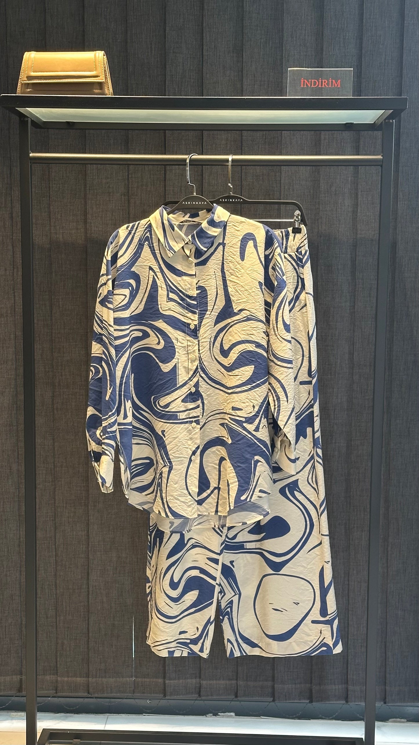 SAKS MAVİSİ BATIK DESENLİ PANTOLON TAKIM