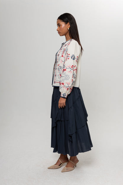 BEYAZ RENKLİ NAKIŞLI KİMONO