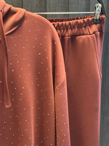 BORDO  ÖNÜ TAŞLI FERMUAR DETAYLI PANTOLON TAKIM