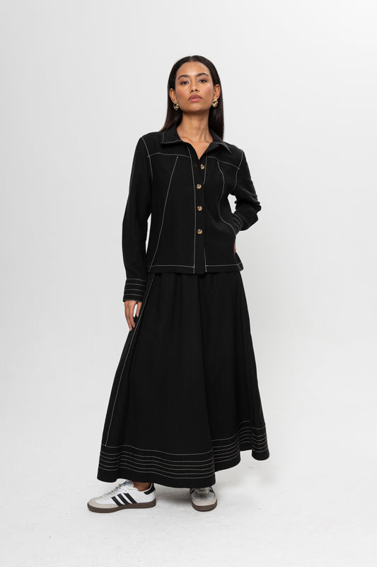 SİYAH   ÇİZGİLİ ETEK TAKIM