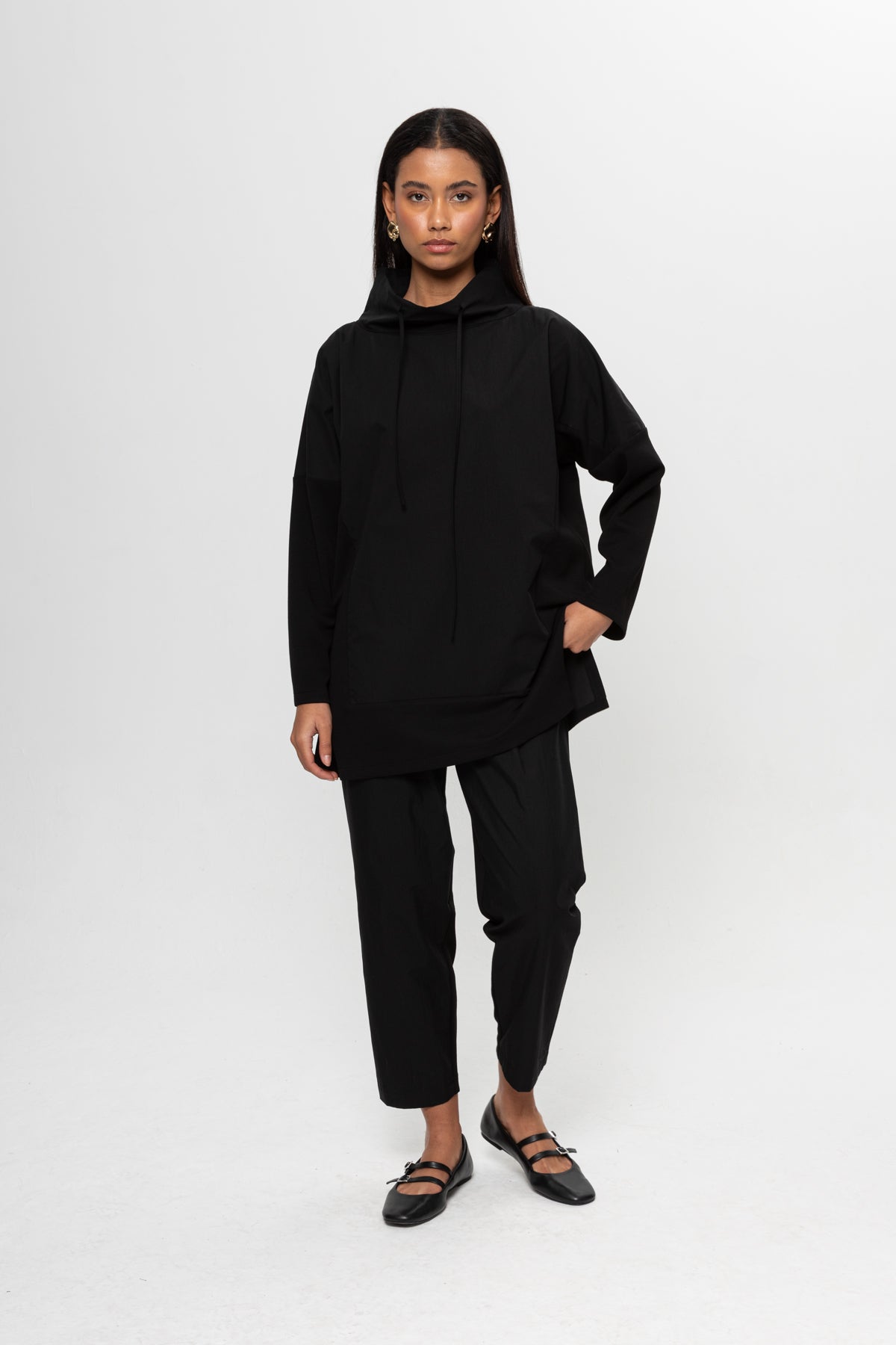 SİYAH DEGAJE YAKA PANTOLON TAKIM