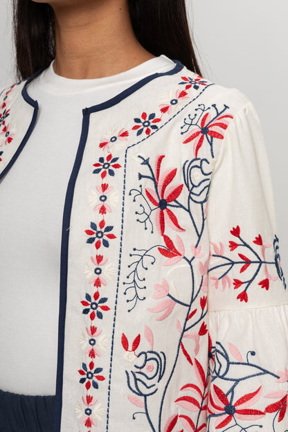 BEYAZ RENKLİ NAKIŞLI KİMONO