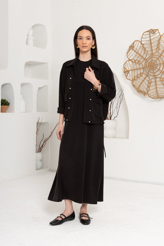 SİYAH CEPLİ CEKET ELBİSE