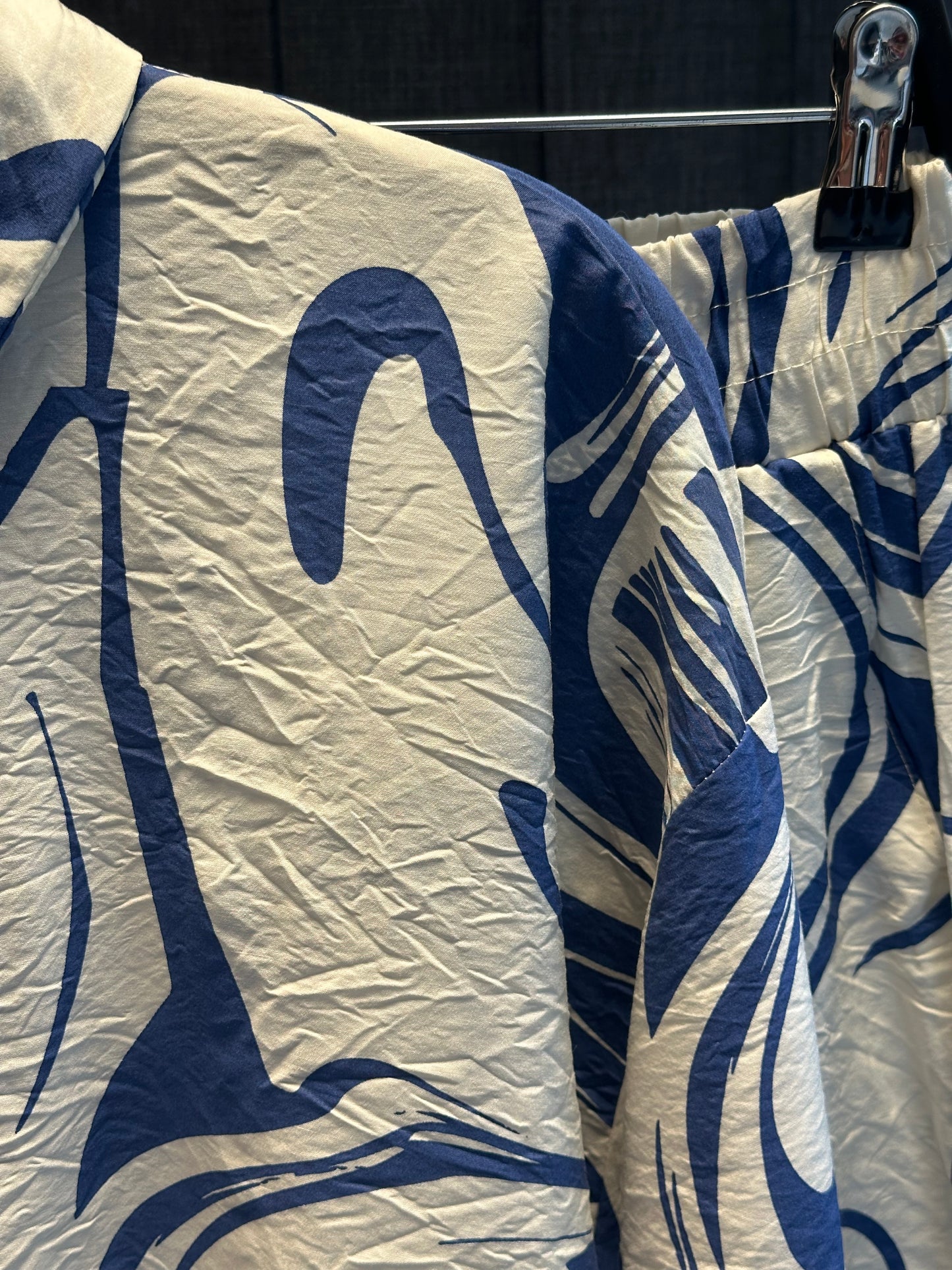 SAKS MAVİSİ BATIK DESENLİ PANTOLON TAKIM