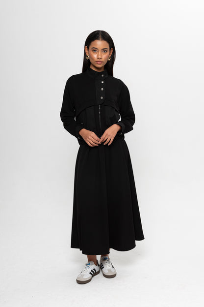 SİYAH  OYSHO ÖNÜ PATLI ETEK TAKIM