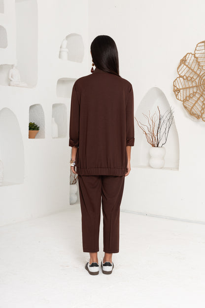 KAHVE OYSHO ÖNÜ PATLI PANTOLON TAKIM