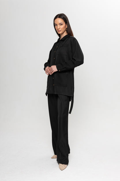 SİYAH  ÜÇ CEPLİ PANTOLON TAKIM