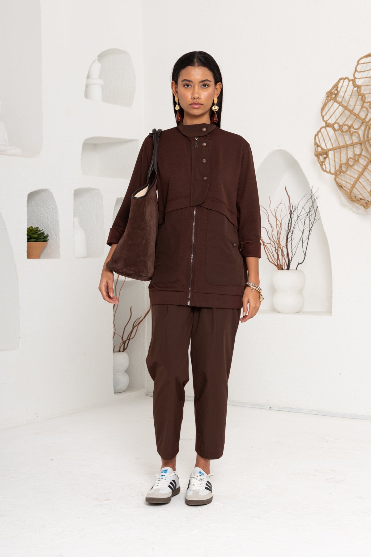 KAHVE OYSHO ÖNÜ PATLI PANTOLON TAKIM