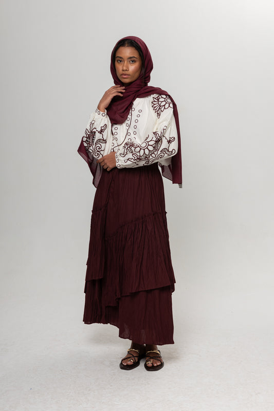 BORDO  DÜZ RENK ŞAL