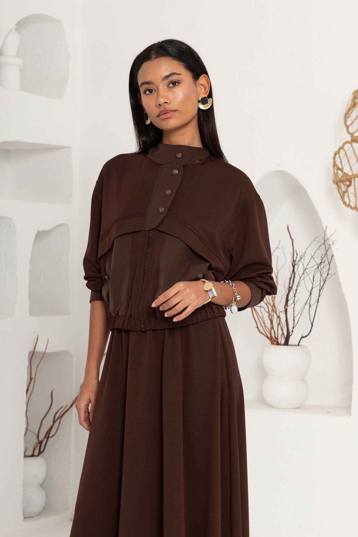 KAHVE OYSHO ÖNÜ PATLI ETEK TAKIM