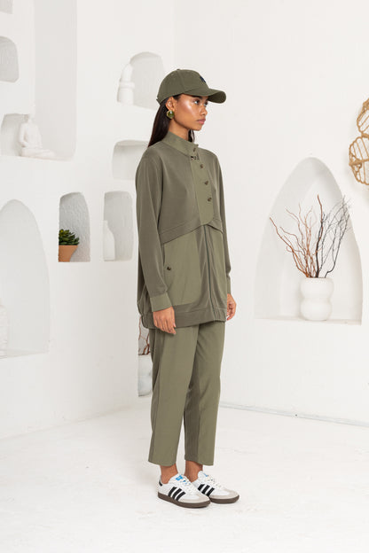 HAKİ OYSHO ÖNÜ PATLI PANTOLON TAKIM