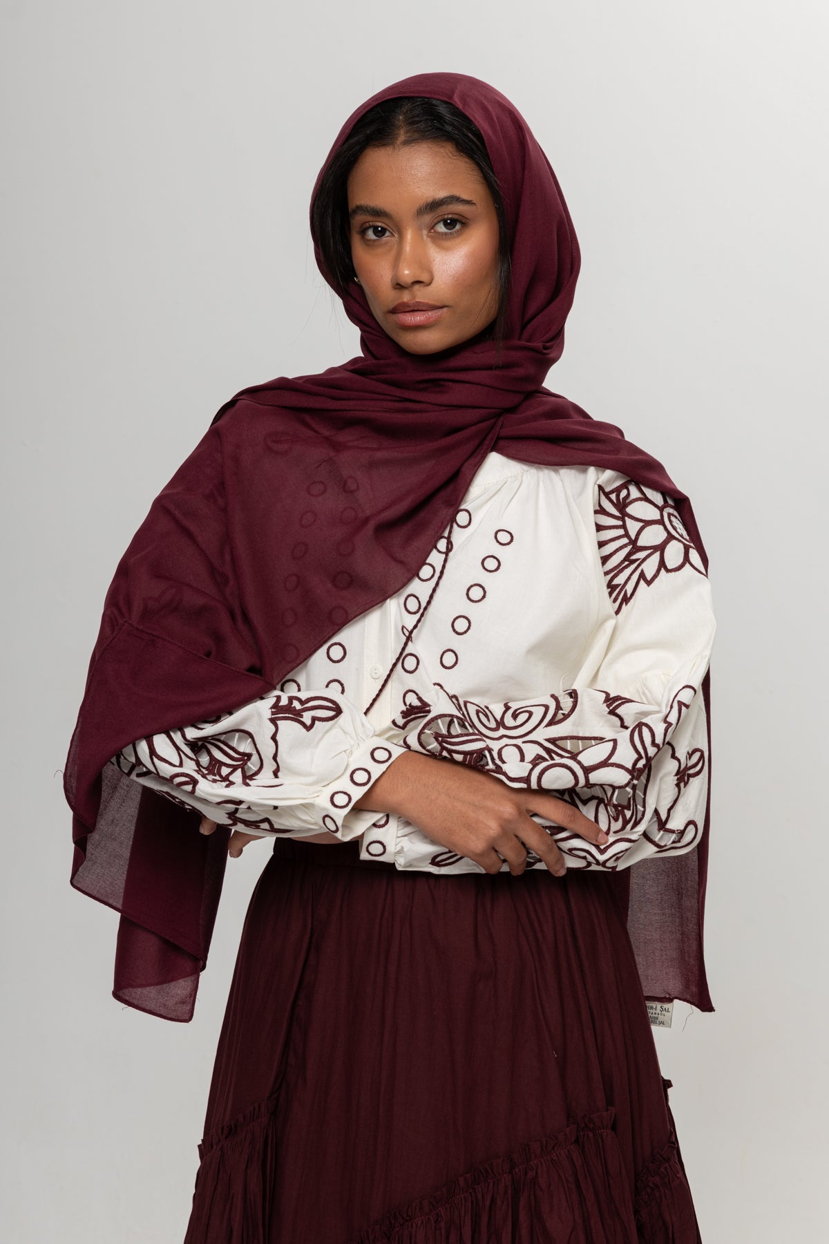 BORDO  DÜZ RENK ŞAL