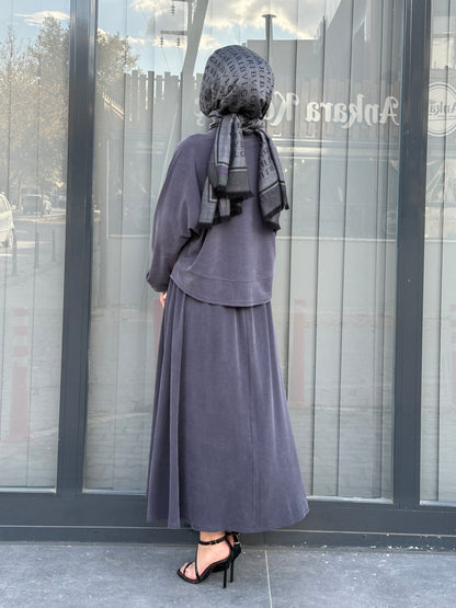 İNDİGO DÜZ BASİC ETEKLİ TAKIM