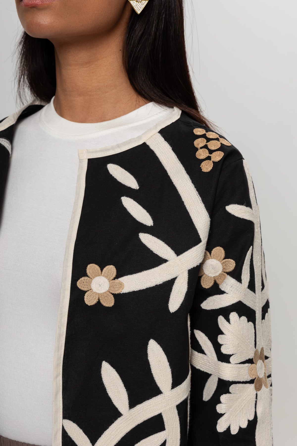 SİYAH VİZON NAKIŞLI KİMONO