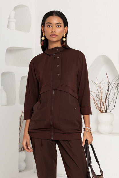 KAHVE OYSHO ÖNÜ PATLI PANTOLON TAKIM