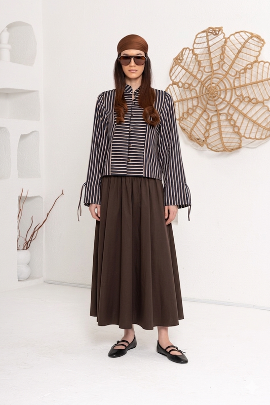 LACİVERT BRİTLİ GÖMLEK