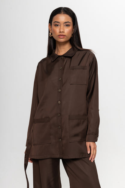 KAHVERENGİ  ÜÇ CEPLİ PANTOLON TAKIM