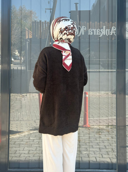 KAHVE ÖNÜ TAŞLI ANGORA KAZAK