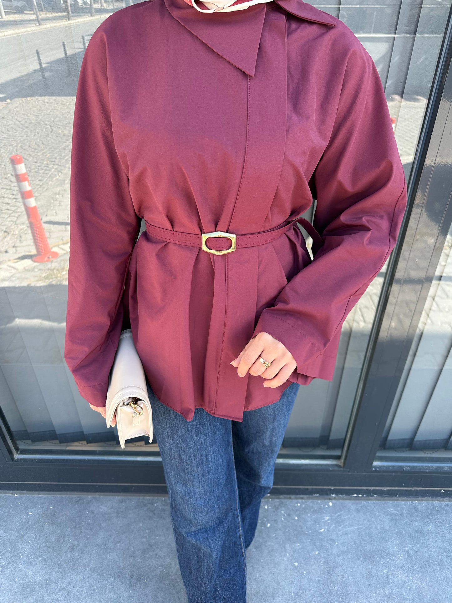 BORDO KEMER DETAYLI GÖMLEK