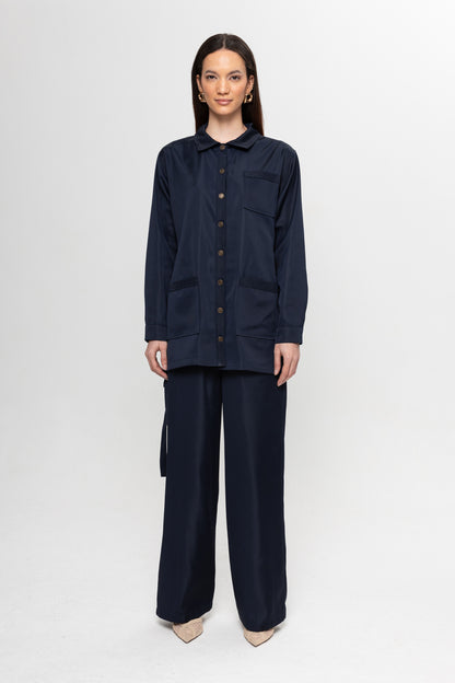 LACİVERT ÜÇ CEPLİ PANTOLON TAKIM