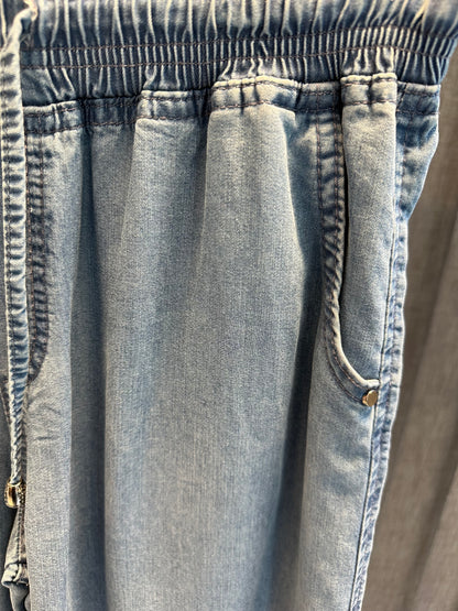 AÇIK DENIM TENSEL PALAZZO PANTOLON