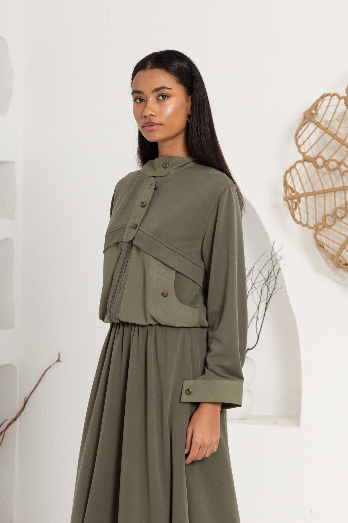 HAKİ OYSHO ÖNÜ PATLI ETEK TAKIM