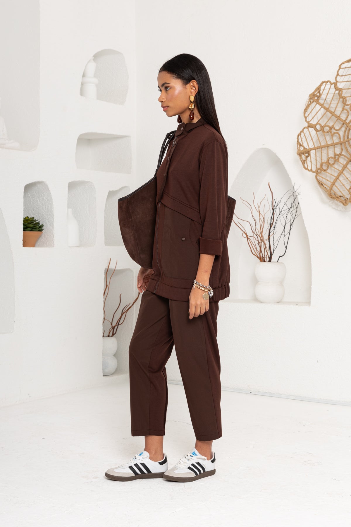 KAHVE OYSHO ÖNÜ PATLI PANTOLON TAKIM