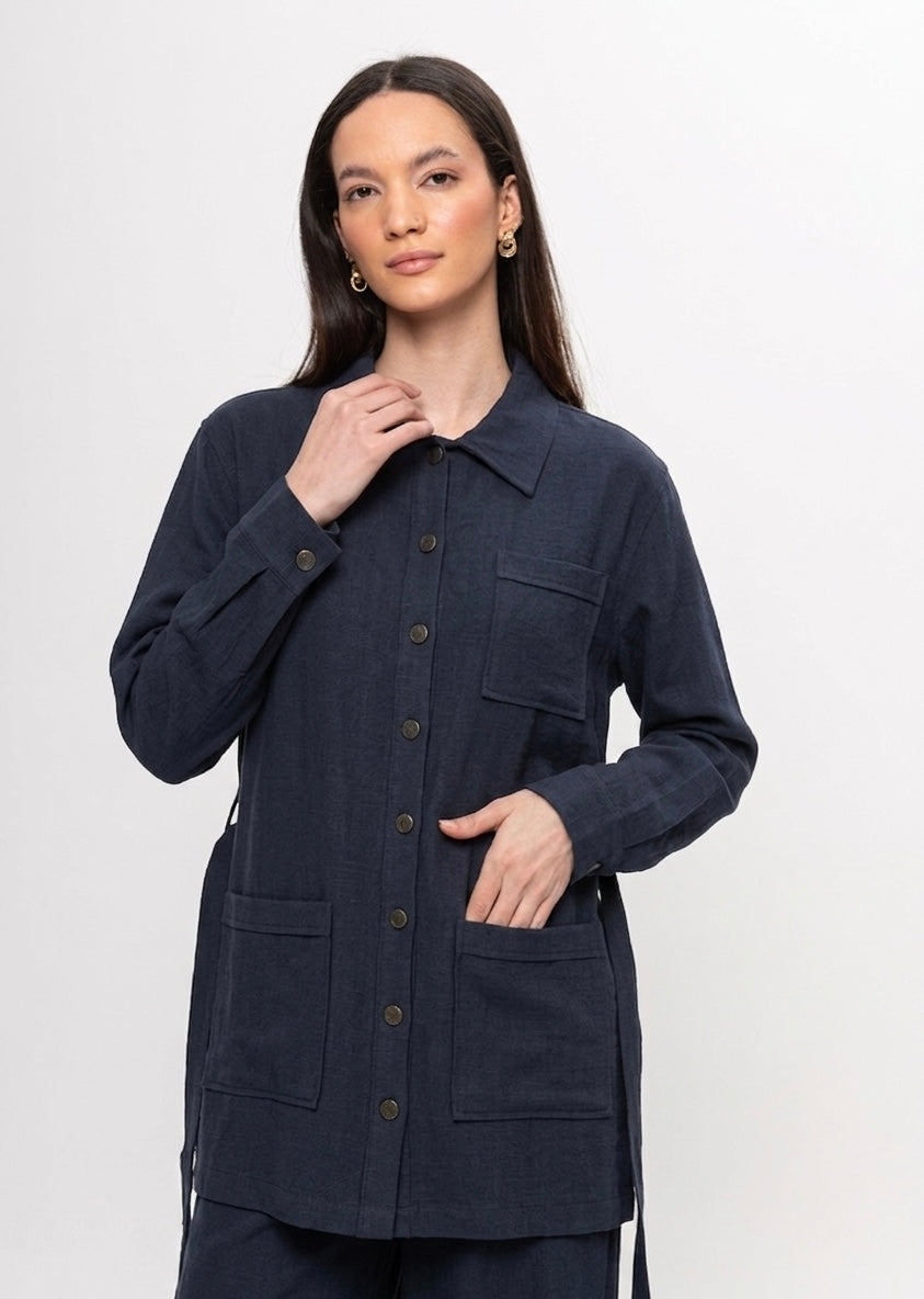 LACİVERT ÜÇ CEPLİ MODAL PANTOLON TAKIM
