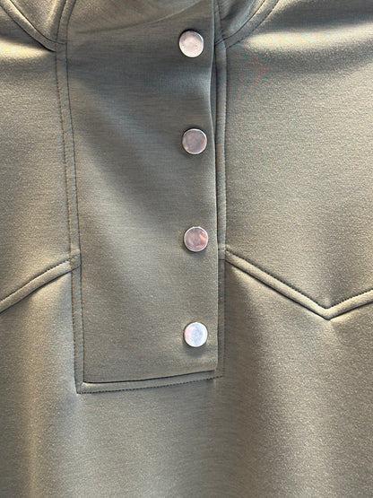 HAKİ ÇITÇITLI YÜKSEK YAKA VE KESİK DETAYLI PANTOLON TAKIM