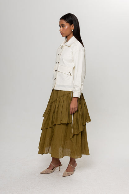 YAĞ YEŞİLİ KRAŞLI KAT KAT ETEK