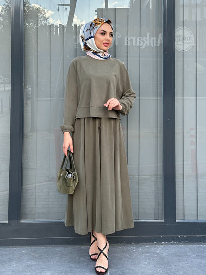 HAKİ DÜZ BASİC ETEKLİ TAKIM