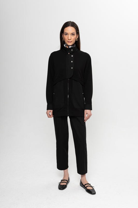 SİYAH  OYSHO ÖNÜ PATLI PANTOLON TAKIM