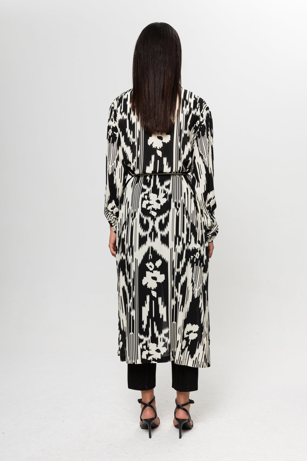 SİYAH BEJ DESENLİ GÖMLEK ELBİSE
